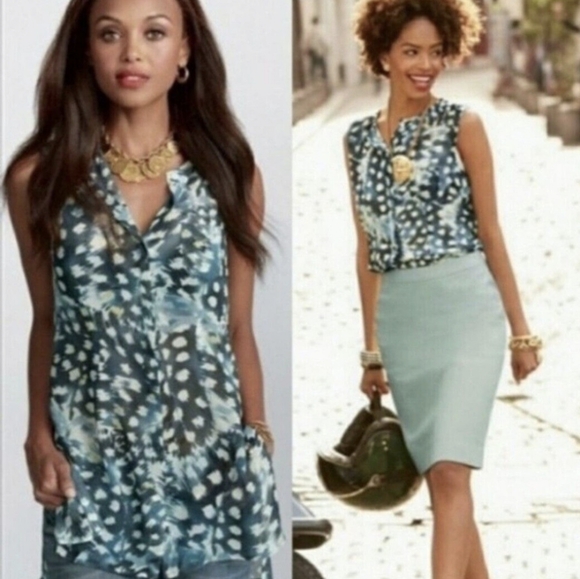 CAbi Avery Style 416 Abstract Watercolor Sheer Sleeveless Tunic Size XS - Picture 9 of 9